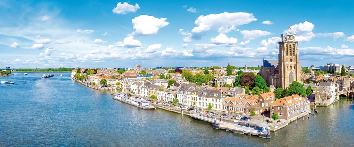 A view over the harbour and city of Dordrecht, Netherlands